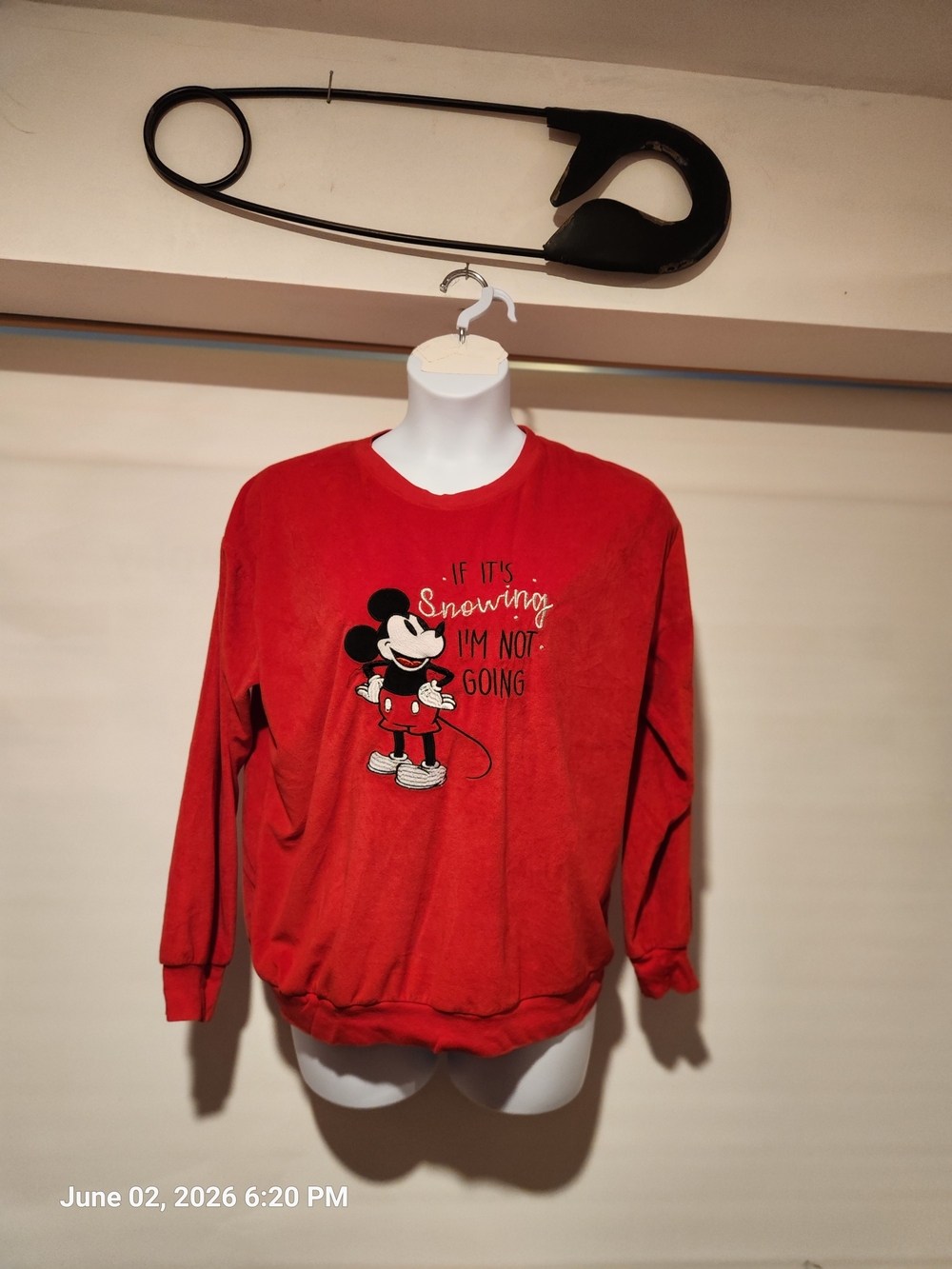 Disney Red Mickey Mouse Graphic Crewneck Sweatshirt